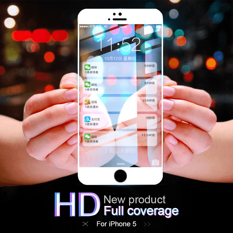 

BXE Full Cover Tempered Glass for iPhone 5 SE 5C Screen Protector for Apple iPhone 5 5s iPhone5 Full Glass Protective Film 9H HD