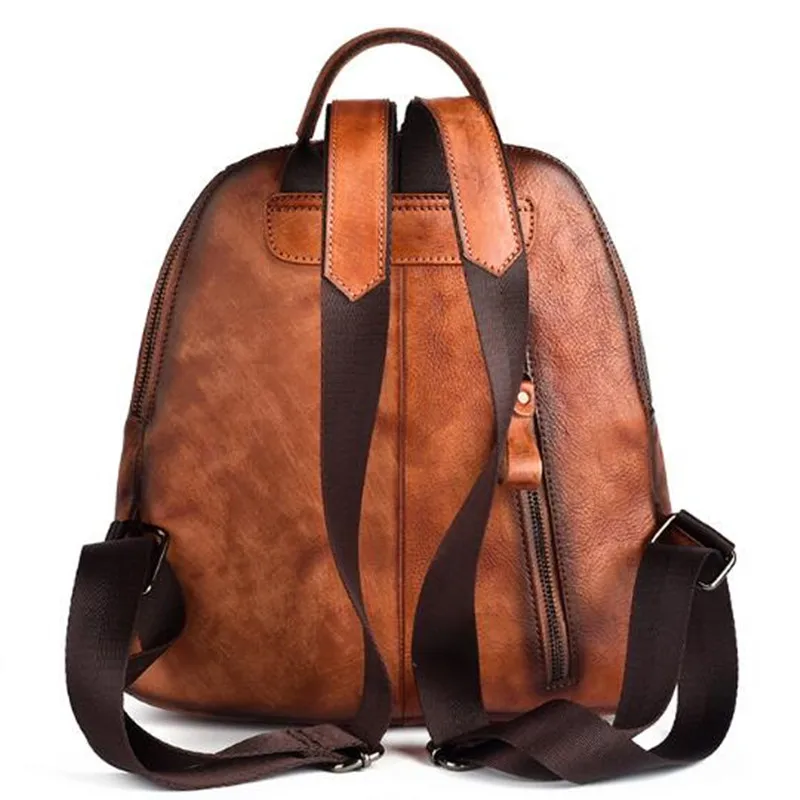 Женский кожаный рюкзак винтажные школьные сумки женские дорожные сумки этническое тиснение рюкзак большой ретро ноутбук Рюкзаки повседневные сумки