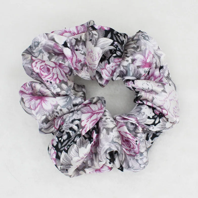 Altobefun цветочный Для женщин Scrunchies модная одежда для девочек атласные Эластичные аксессуары для волос резинка для волос с леди Hairties с головными повязками BF001