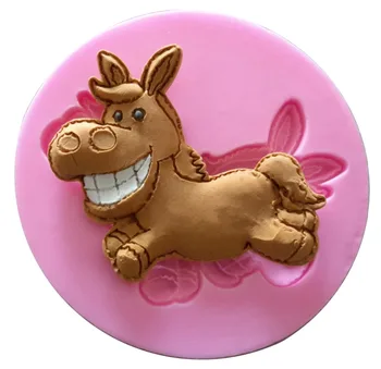

Free Shipping Running Donkey Cooking Tools Fondant Baking Diy Cake Sugar Chcolate Shaped Clay Resin Silicone Craft Candy Mold