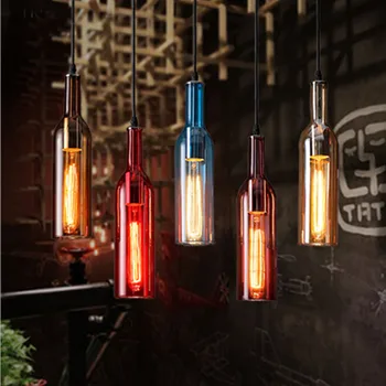 

Modern Bottle Glass Pendant Light for Dining Room Restaurant Bar Cafe Garment Shop Hanging Vintage Pendant Lamp