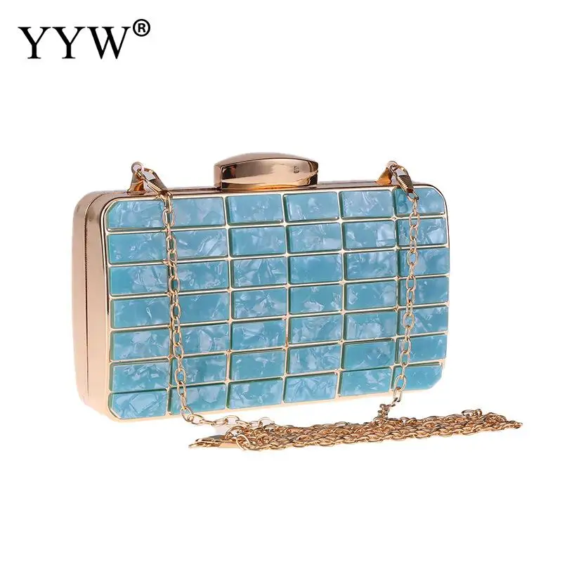 

Acrylic Clutch Bag Skyblue Women Wedding Shuolder Bag Evening Party Handbag And Purse Luxury Designer Wedding Clutch With Chain