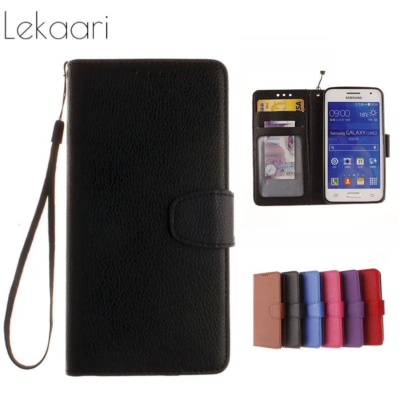 

Luxury Case For Samsung Galaxy Core 2 G355H Core2 G355 Cover Wallet Leather Silicon Flip Case for Coque Samsung Core2 SM-G355