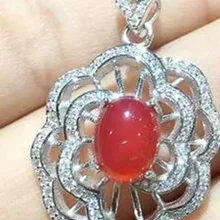 Природный красный халцедон кулон S925 Серебряный натуральный драгоценный камень кулон Цепочки и ожерелья модный элегантный круглый подсолнечника для женщин, хорошее ювелирное изделие