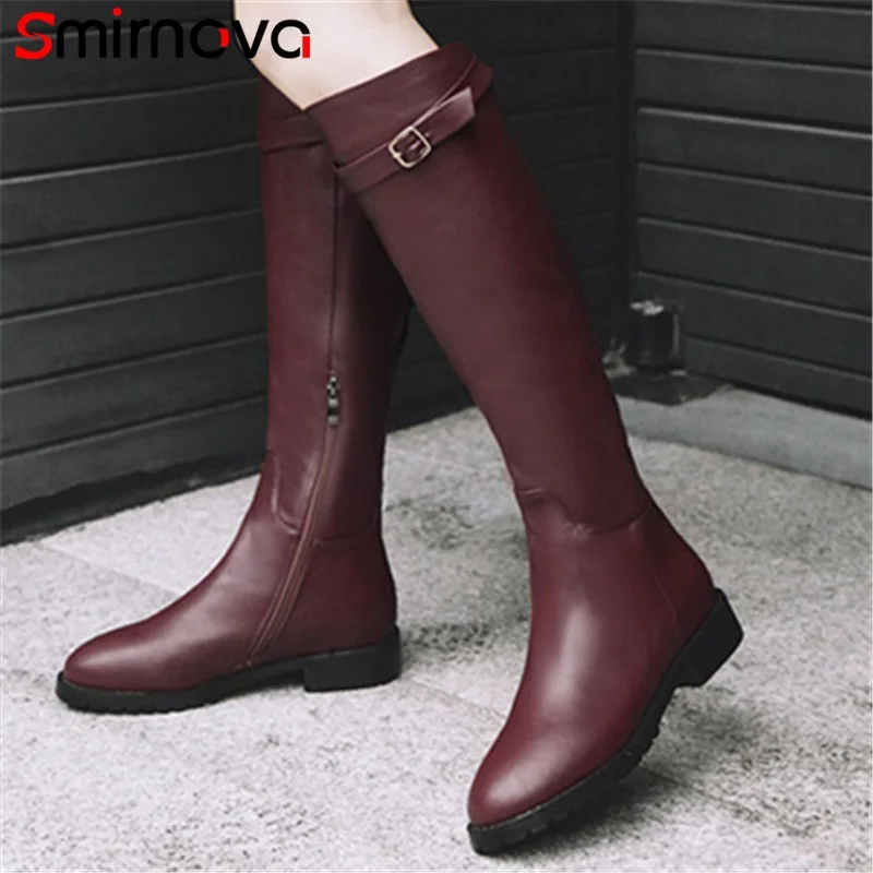 

Smirnova winter ladies boots 2018 sexy women knee high boots round toe metal decoration high quality fashion boots