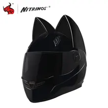 NITRINOS Casco Del Motociclo Delle Donne di Personalità Moto Capacete Casco Nero Pieno Viso Moto di Modo del Casco Casco Da Moto