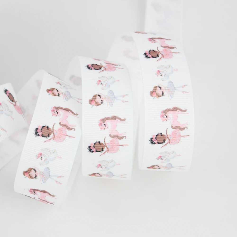 Ballet girl printed grosgrain ribbon White ribbon (2)