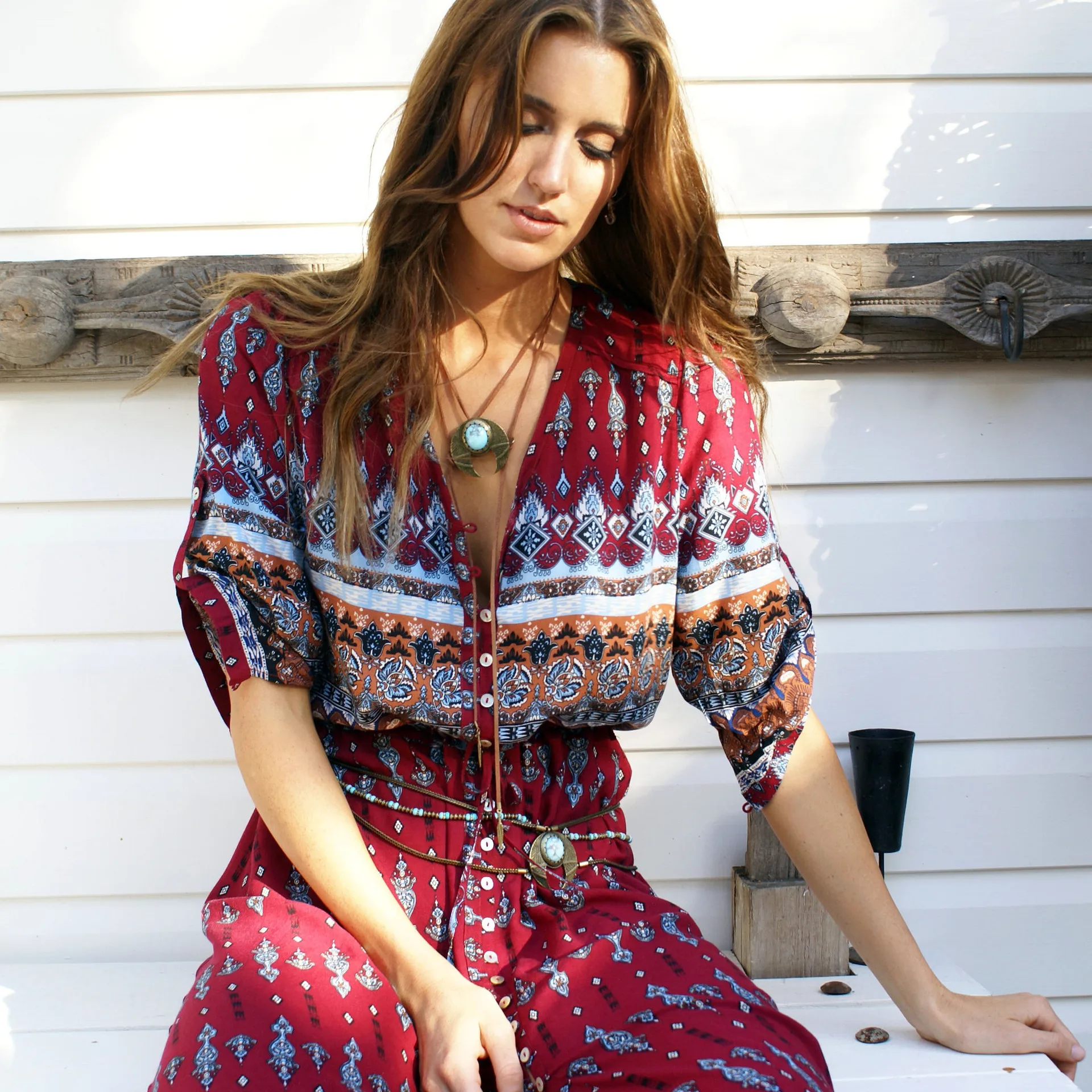 Floral Print Chic Boho Maxi Long Dress Floral Print Chic Boho Maxi Long Dress 3