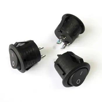 

10pcs/lot KCD1 Mini Round Boat Rocker Switch Black 2 Pin SPST ON-OFF AC 6A 250V / 10A 125V Mini Button Switch 20mm Diameter