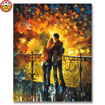 

Lover's yearning for the future of his life Creative Diy digital oil painting by numbers drawing hand painted picture Wall Decor