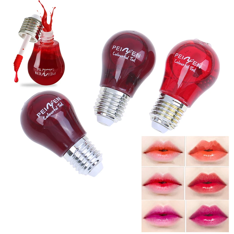 3Colors Liquid Light Bulb Lipstick Gloss Tint Long Lasting Natural Kissproof Red Pink Orange Lips Beauty Makeup |