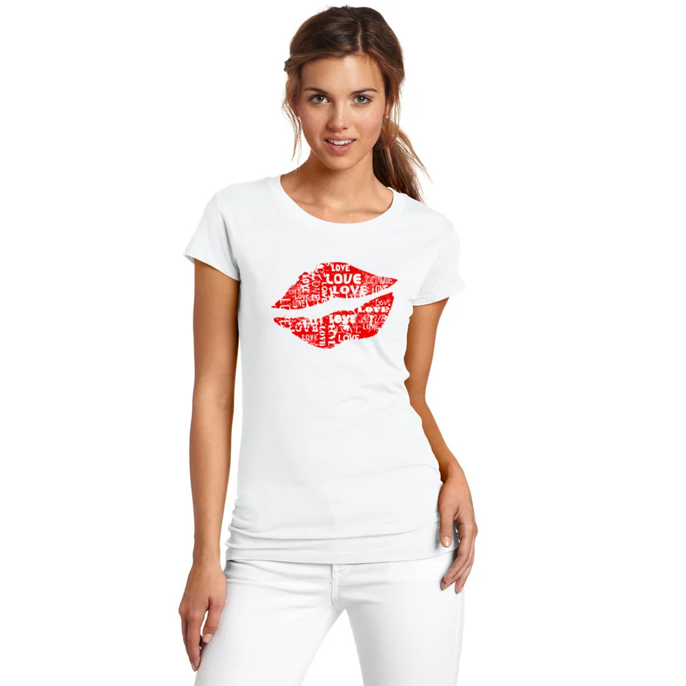 

Super Red Lips T Shirt Women Summer Cool White T-Shirt Good Quality Comfortable Cotton Tops