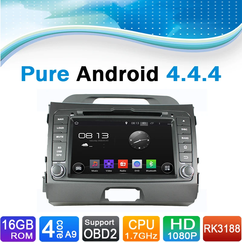Чистый Android 4.4.4 Авторадио Авто Радио автомобильный DVD-плеер для KIA SPORTAGE R 2010-2012 |