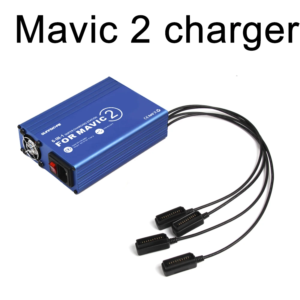 

Smart Charger for Mavic 2 Drone 6 in 1 Charging Hub for DJI Mavic 2 Pro Zoom Battery Manager Remote Control Charging Adapter