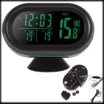 

by dhl or ems 100pcs Car clock Automobile electronic luminous clock table auto clock car thermometer voltage table