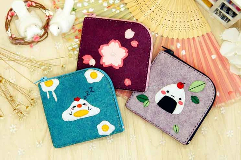 Monedero artesanal de fieltro para costura DIY, carteras y monederos de lindo japonés para mujer, paquete de artesanía artesanal de fieltro AliExpress Hogar y jardín