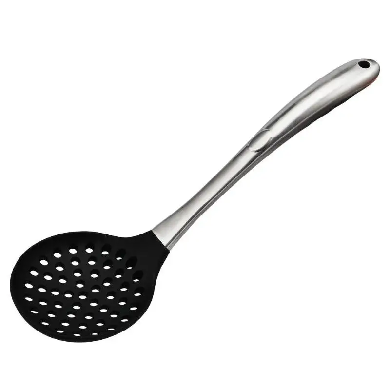 1pc Silicone Colander Strainer Stainless Steel Long Handle Food Filter