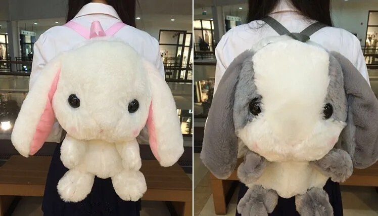Японское аниме Лолита женские плюшевые рюкзаки милый кролик Девочки игрушка рюкзак мультфильм сумка игрушка сумка белый милый пушистый рюкзак