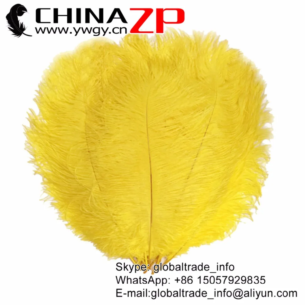 

CHINAZP Factory 50pcs/lot 45~50cm(18~20inch) Length Yellow Colored Ostrich Wing Feathers Decorations