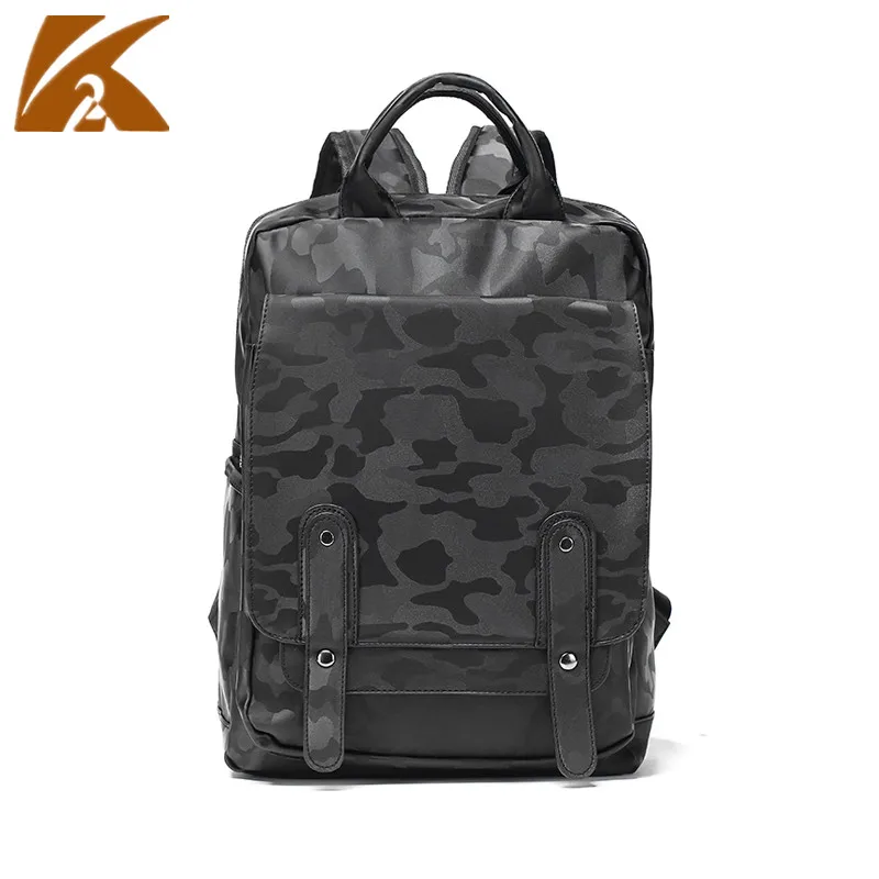

KVKY Brand Camouflage Laptop Backpack Bag Men Fashion Leather Backpacks School Bag for College Students Casual Daypacks Mochila