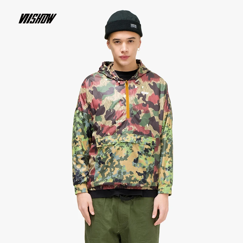

VIISHOW Hooded Camouflage Men Jacket Brand Printed Windproof Jacket Men Clothing 2019 New Pullover Jackets Windbreaker JC1063191