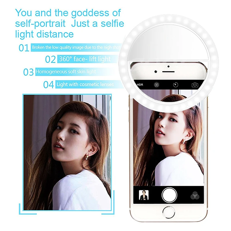 

Selfie Ring Light USB Charge Portable Flash led Camera Phone selfie ring light clip video light Night Enhancing