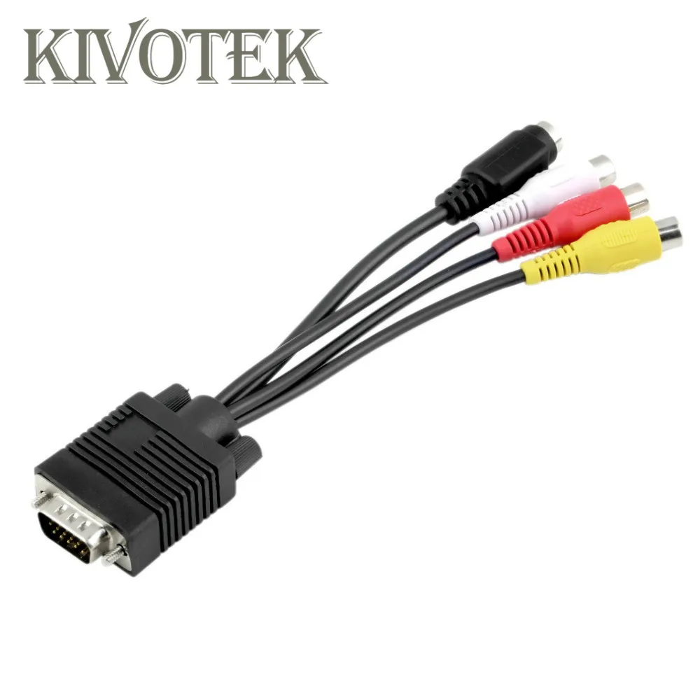 

VGA to Video TV Out S-Video AV and 3 RCA Converter Cable Adapter Male to Female Connector for PC Laptop Computer Free Shipping