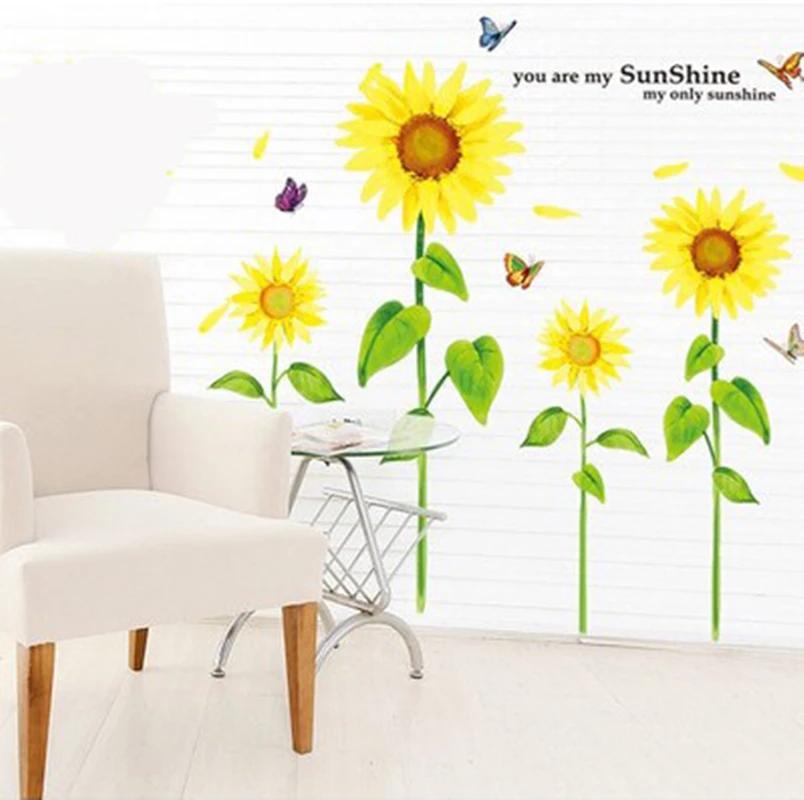 Warm Sunflower DIY Wall Stickers Kids Bedroom Wall Decal Home Decor