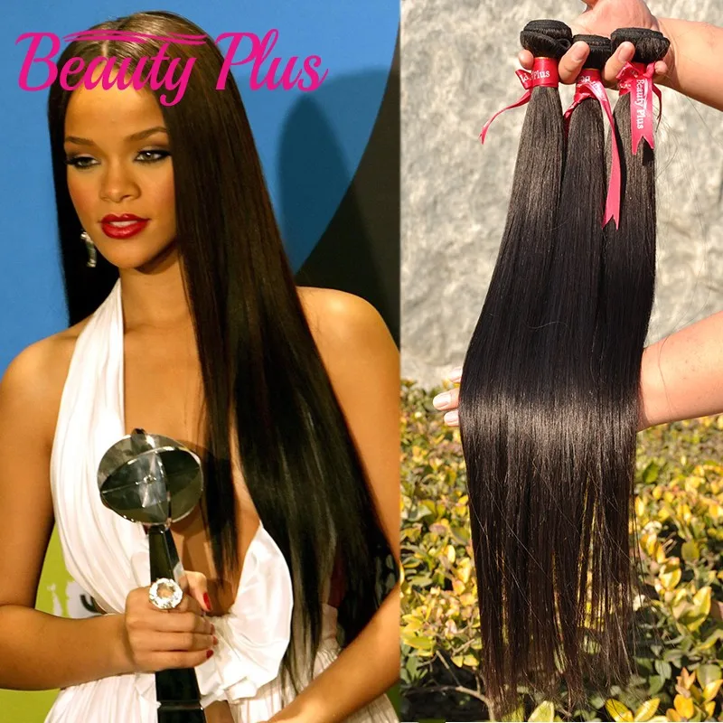 Rihanna Style Peruvian Virgin Hair Straight,Top Quality Peruvian Straight Hair Weaves Mixed Length 8''-30''3Pcs Lot or 4 Bundles
