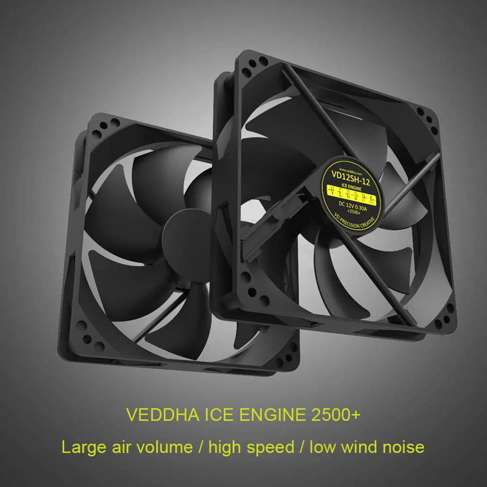 

New VEDDHA 2500 RPM 4 Pin 12 C 12V Sleeve Silent Mini Fan Life Expectancy 600000 hours for V3C V3D Q99 DJA99