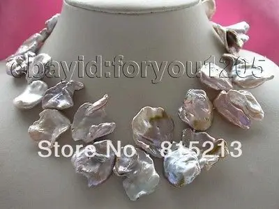 

ddh00574 Genuine Natural 24x30mm Purple Reborn Keshi Petal Pearl Necklace 14k N Discount A