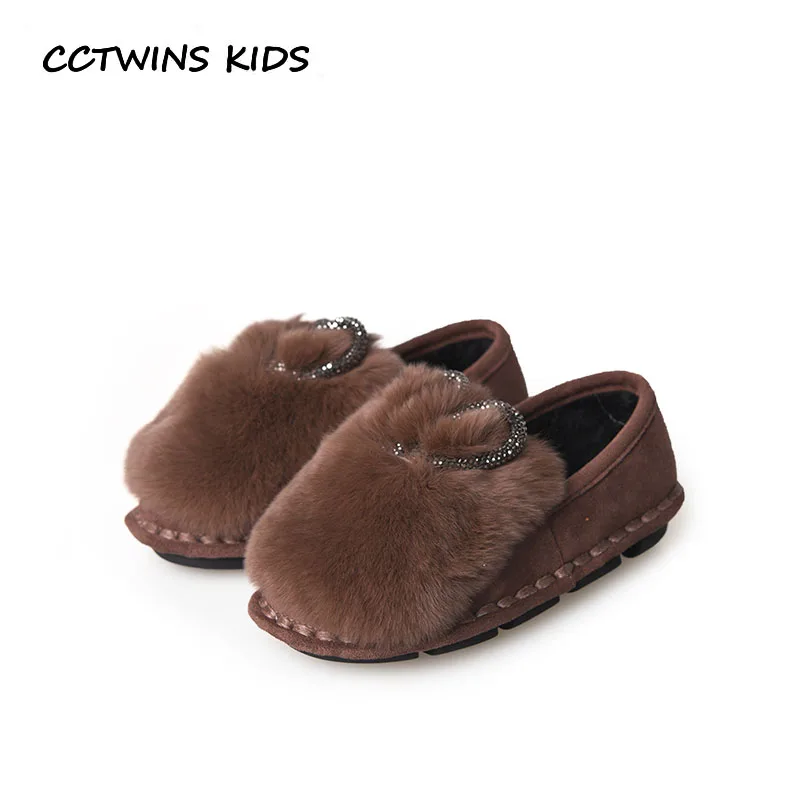

CCTWINS KIDS 2018 Winter Children Fashion Princess Flat Baby Brand Rhinestone Slip On Shoe Girl Bunny Warm Loafer GL2025