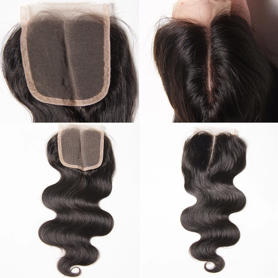 Karizma бразильский 3 пучки волос с закрытием волны тела 100% натуральные волосы ткань с закрытием средней части не Волосы remy 4 шт./лот