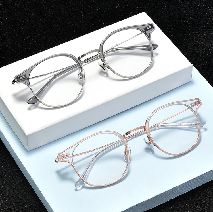 

Round retro metal and Acetate frame optical eyeglasses frame clear lens glasses frame women men myopia spectacles prescription