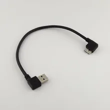 USB 3,0 левый 90 Угловой мужчина к микро левым угловой B Мужской кабель адаптера данных