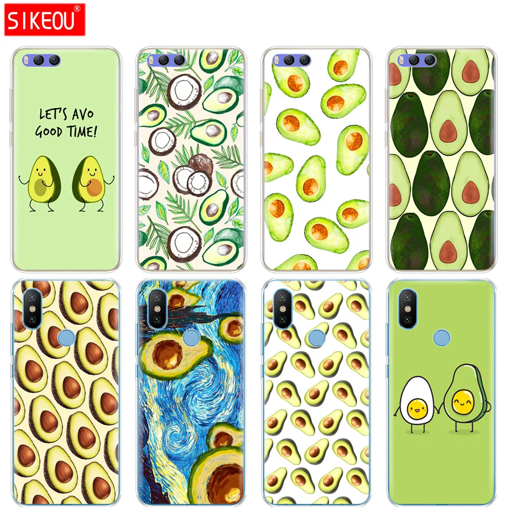 

Silicone Cover Case For Xiaomi Mi 8 8SE A1 A2 5 5S 5X 6 Mi5 MI6 NOTE 3 MAX Mix 2 2S Cute Avocado Food
