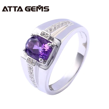 

Natural Amethyst Sterling Silver Rings 1.2 Carats Natural Quarts Birthstone Romantic Style For Anniversary Gifts Birthday