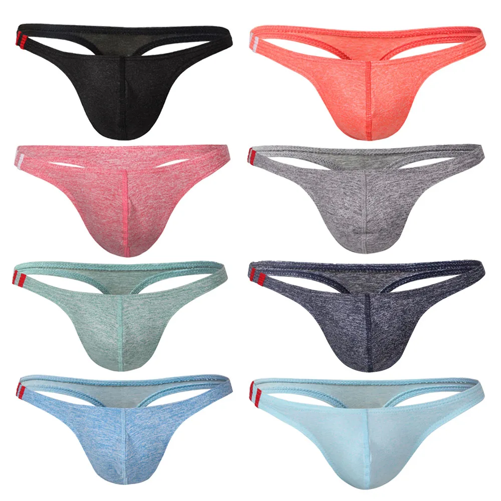8Pcs/Lot Men's Sexy Cotton G-Strings Low Rise Mens T-Back Thong Gay Penis Pouch Sissy Panties Bikini Briefs Tanga Underwear |