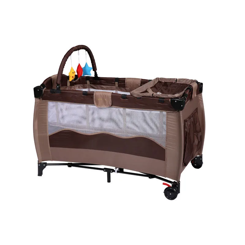  2017 Coffee Comfortable Infant Baby Cartoon Crib High-profile European Baby Foldable Playpen Baby B