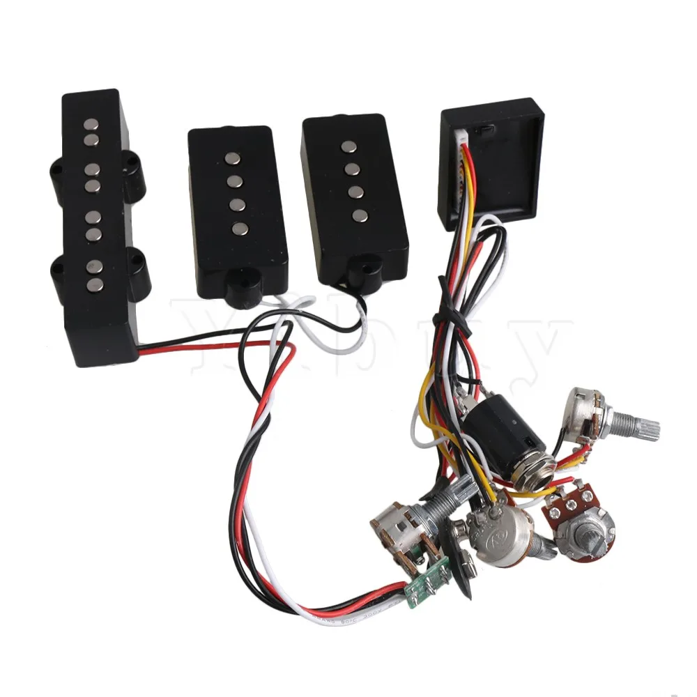 Yibuy Black Prewired 3-Band Equalizer EQ Preamp Pickup Potentiometer Setting for JB PB Bass Guitar Accessory