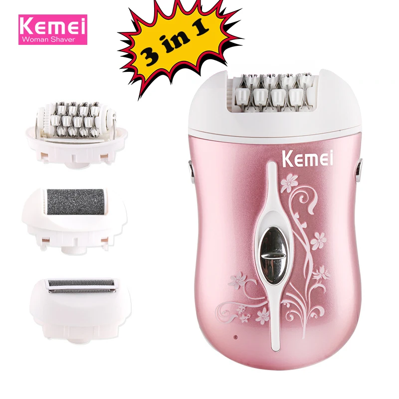 

Kemei Mini 3 in 1 Electric Epilator foot care tool hair trimmer kit for women Hair Remover Device D40