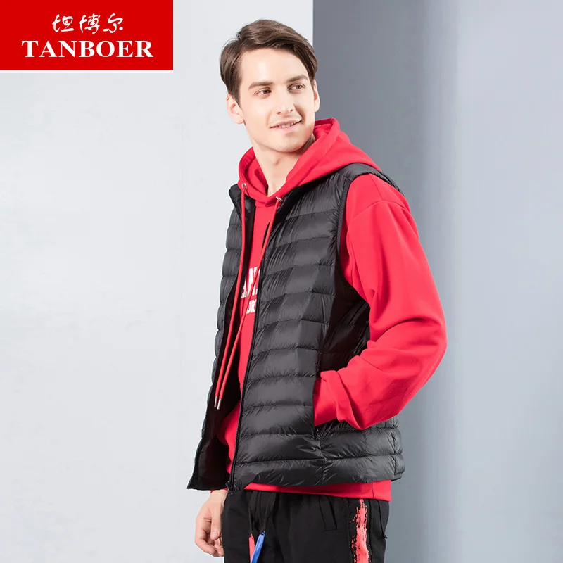 Buy TANBOER men's down vests keep warm male duck down clothing light weight