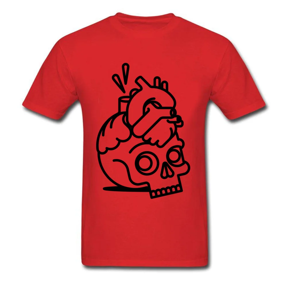 Skull Heart Men On Sale Group Tops T Shirt O Neck Lovers Day All Cotton T-shirts Casual Short Sleeve Sweatshirts Skull Heart red