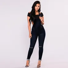 Blue Sleeveless Jumpsuit Jeans Women's Fashion Denim Bib Pants Pocket Long Pants Jumpsuits 6.25