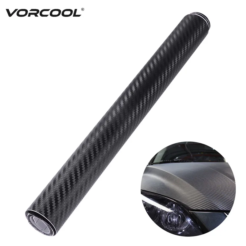 

VORCOOL 50x11 Inch 3D Carbon Fiber Car Body Film Wrap Roll DIY Sticker for Car Auto Vehicle Decor