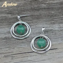 Anslow бренд Простой стиль Модные ювелирные изделия Круглый с круглым камнем бисер шпилька серьга для женщин подарок на день рождения LOW0122AE