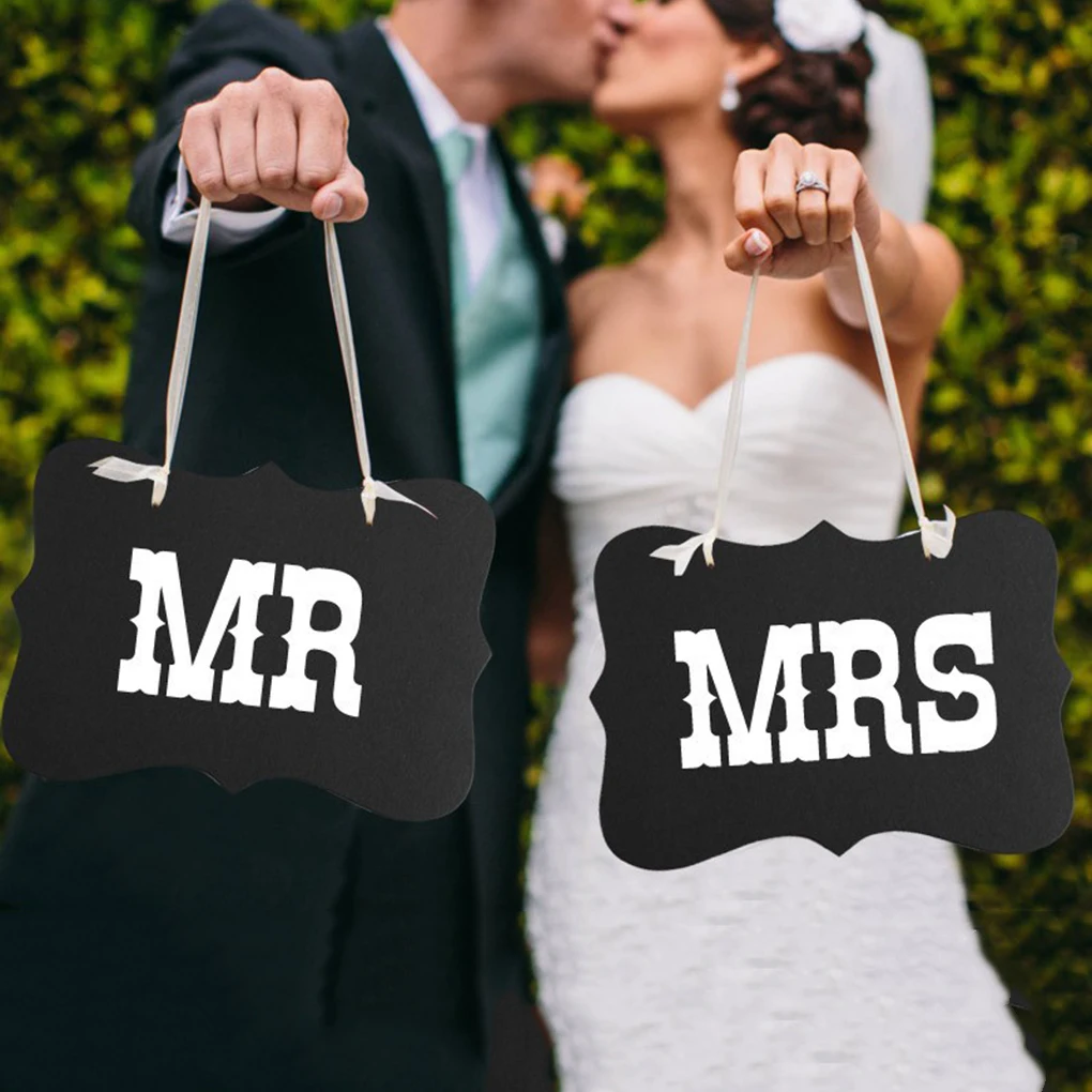 2 шт./компл. Mr Mrs невеста жених буквы знак баннер DIY Декор фото реквизит свадебные украшения для стула