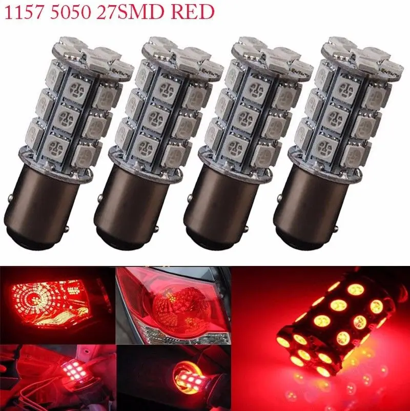4 X Pure Red 1157 BAY15D 27 SMD LED Car Turn Signal Blinker LED Light