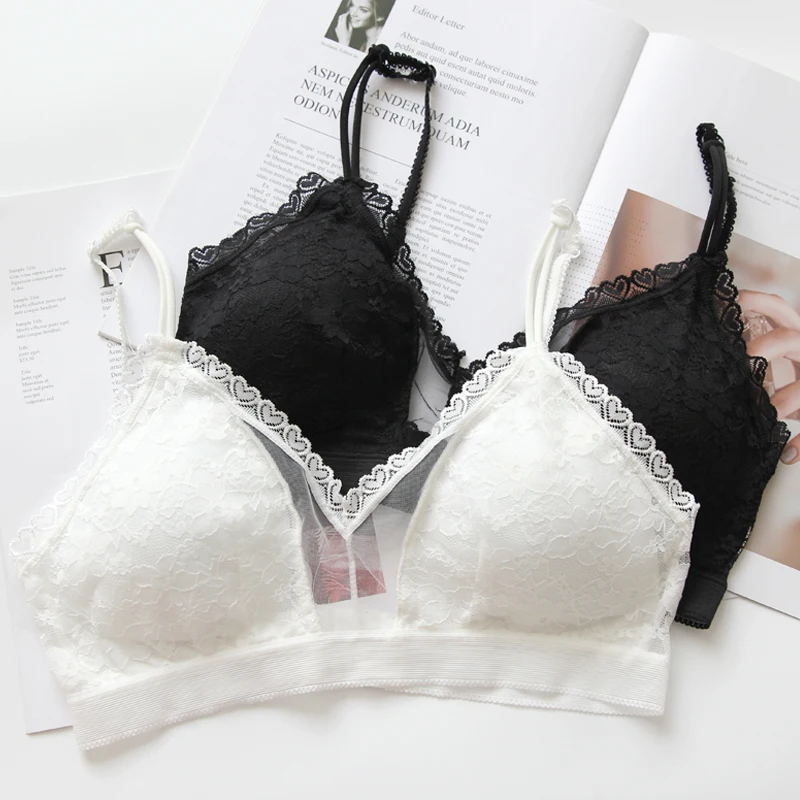 

NEW Sexy Women Cropped Tops Lace Padded Bra Fashion Wireless Tube Tops 3/4 Cup Brassiere Underwear Detachable Pad Bra
