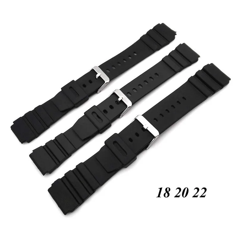 Silicone Rubber Watch Strap Band Deployment Buckle Diver Waterproof 18mm - 22mm Silicone Rubber Watch Strap Band Deployment Buckle Diver Waterproof 18mm - 22mm